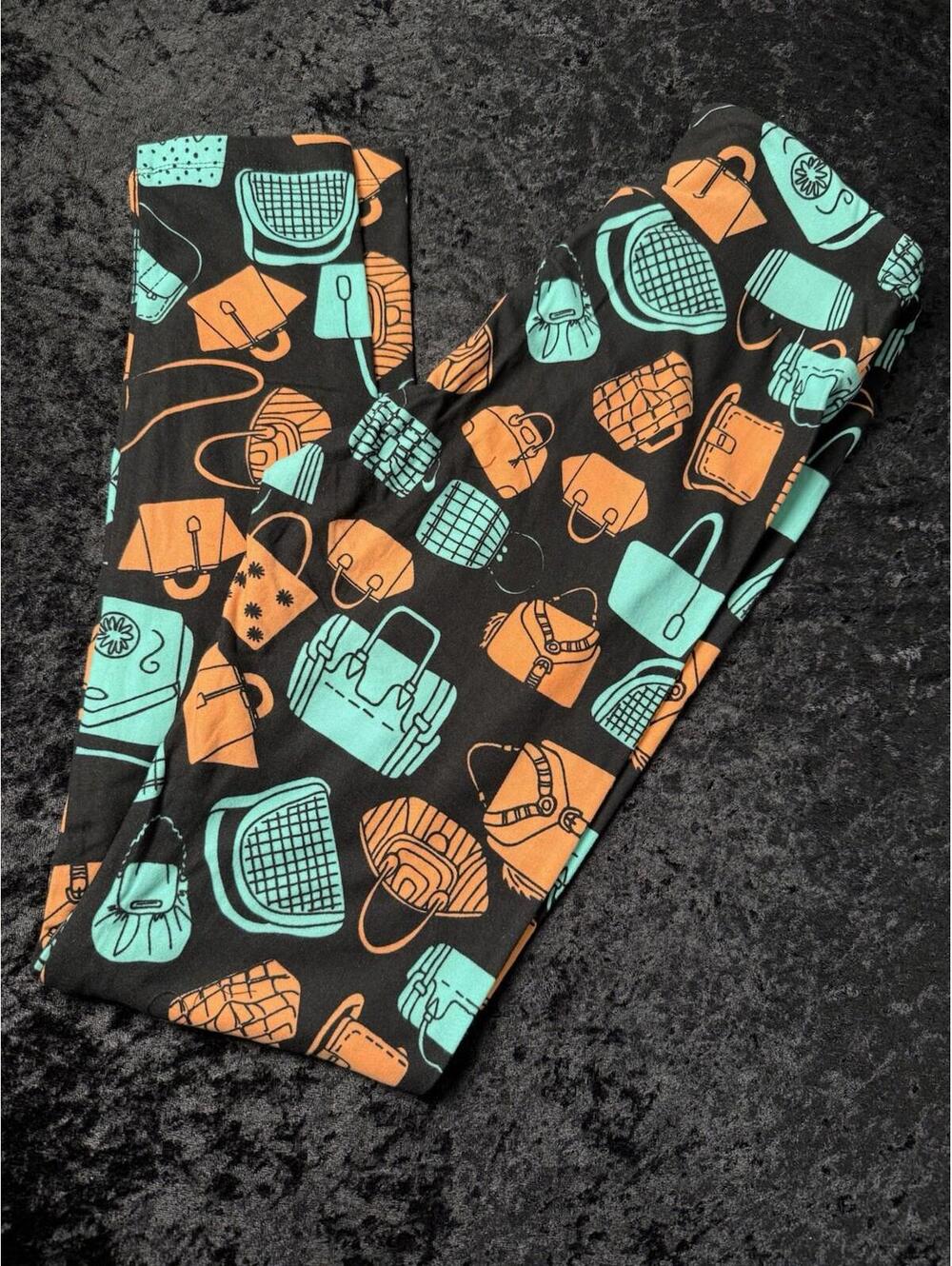 LuLaRoe One Size Leggings OS Purse Bag Tote Black Teal Coral High Rise Soft NWOT